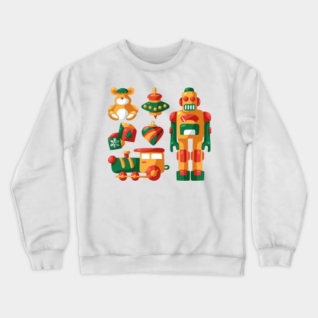 Hand drawn christmas toys Crewneck Sweatshirt by Mako Design 